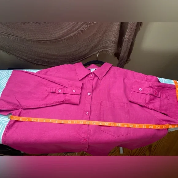 Athleta Retreat Linen Top Iceland Pink Size XL Oversized - Picture 7 of 12